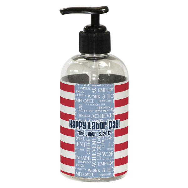 Custom Labor Day Plastic Soap / Lotion Dispenser (8 oz - Small - Black) (Personalized)