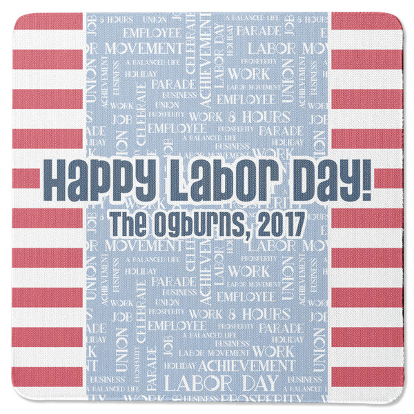 Custom Labor Day Square Rubber Backed Coaster (Personalized)