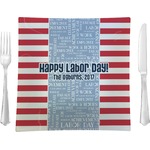 Labor Day 9.5" Glass Square Lunch / Dinner Plate- Single or Set of 4 (Personalized)