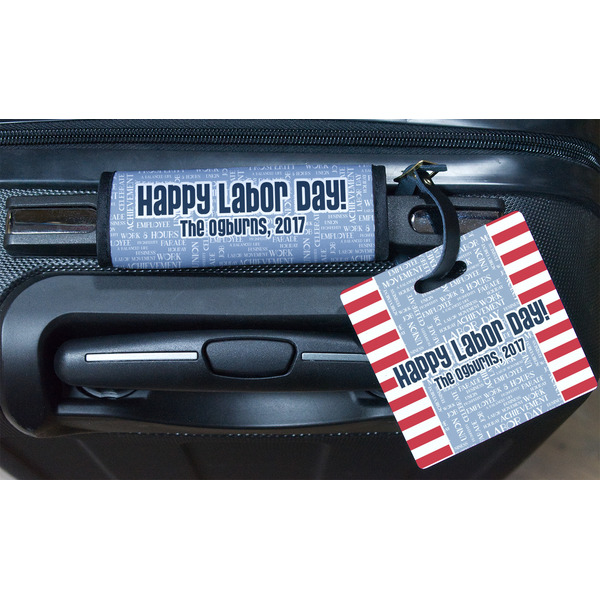 Labor Day Square Luggage Tag & Handle Wrap - In Context