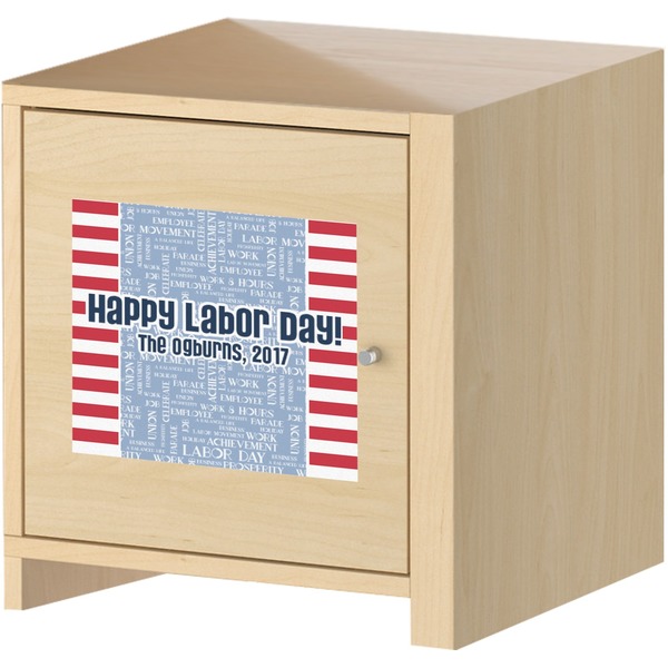 Labor Day Square Wall Decal on Wooden Cabinet
