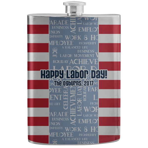 Custom Labor Day Stainless Steel Flask (Personalized)