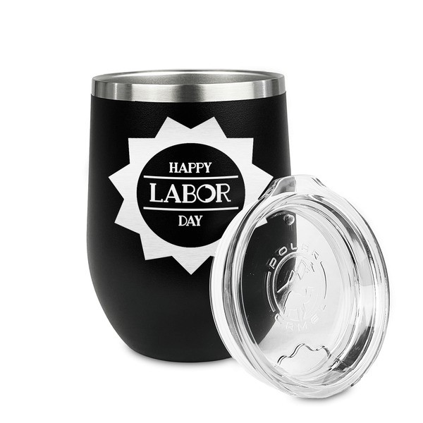 Labor Day Stainless Wine Tumblers - Black - Double Sided - Alt View
