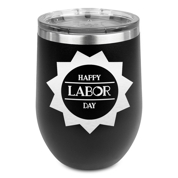 Custom Labor Day Stemless Stainless Steel Wine Tumbler - Black - Single Sided