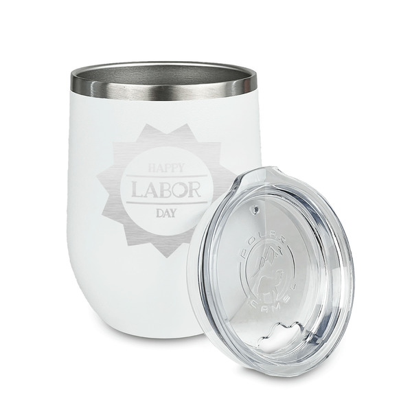 Labor Day Stainless Wine Tumblers - White - Double Sided - Alt View