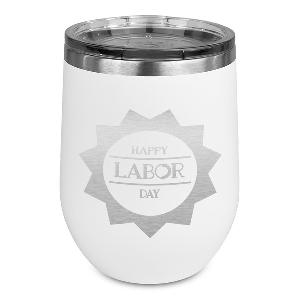 Custom Labor Day Stemless Stainless Steel Wine Tumbler - White - Single Sided