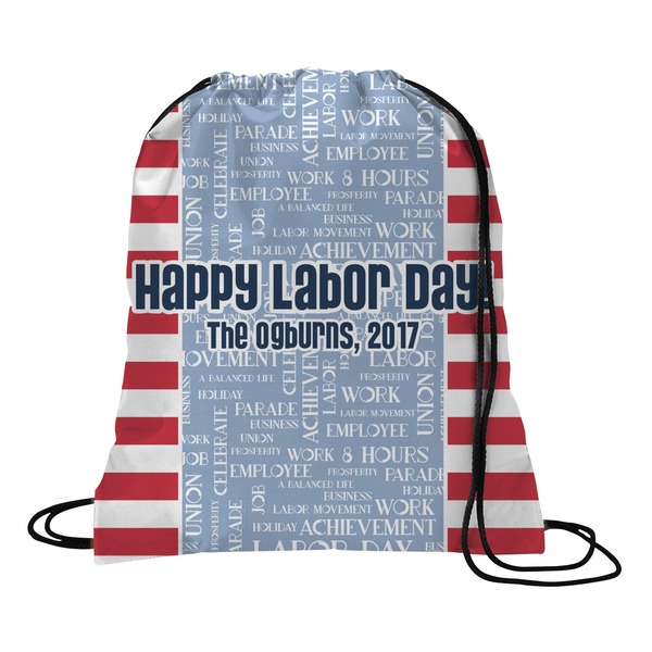 Custom Labor Day Drawstring Backpack - Medium (Personalized)