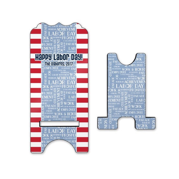 Labor Day Stylized Phone Stand - Front & Back - Small