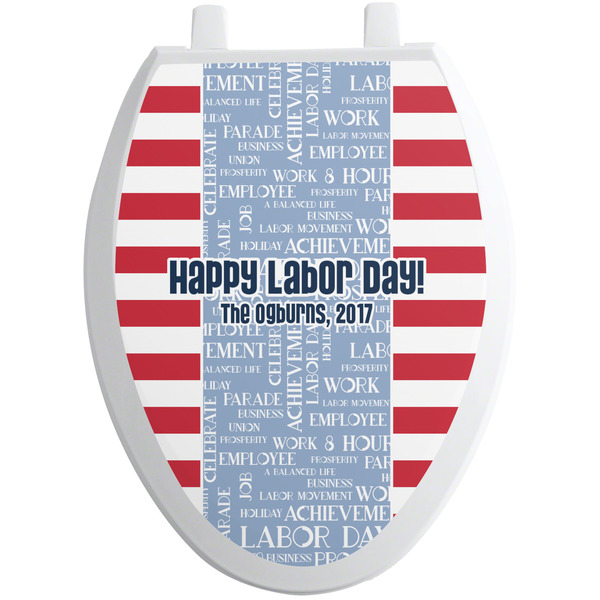 Custom Labor Day Toilet Seat Decal - Elongated (Personalized)