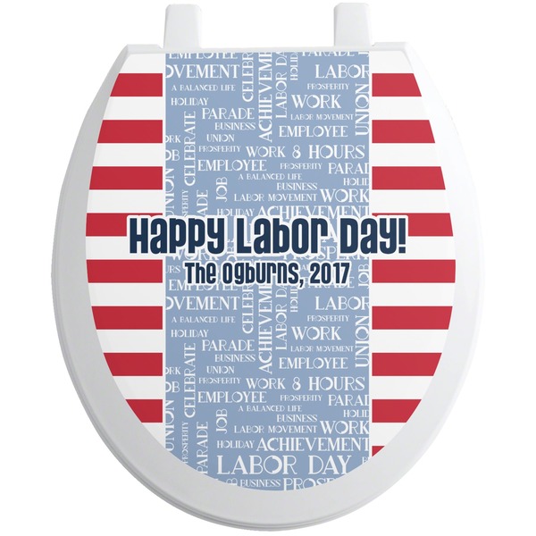 Custom Labor Day Toilet Seat Decal - Round (Personalized)