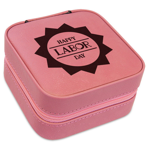 Custom Labor Day Travel Jewelry Boxes - Pink Leather