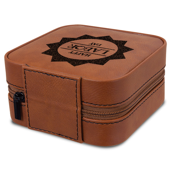 Labor Day Travel Jewelry Boxes - Leatherette - Rawhide - View from Rear