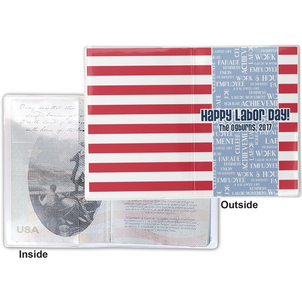 Labor Day Vinyl Passport Holder - Flat Front and Back
