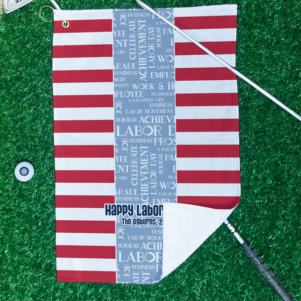 Labor Day Waffle Weave Golf Towel - In Context