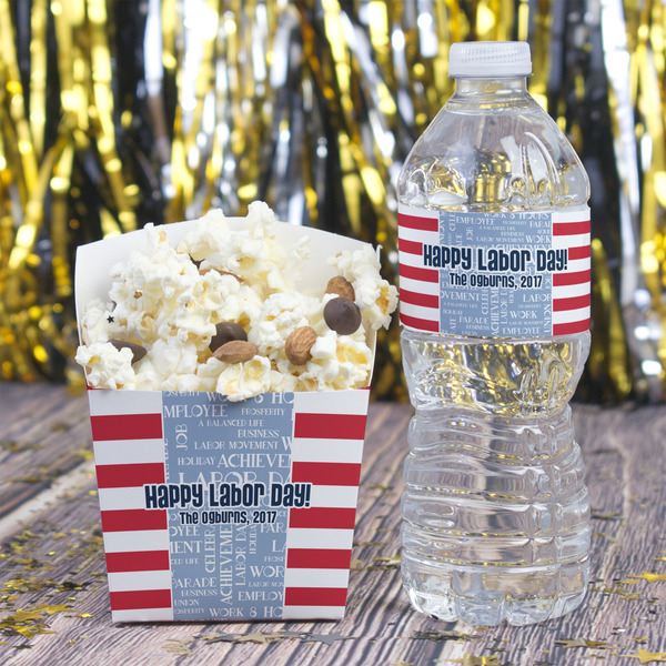 Labor Day Water Bottle Label - w/ Favor Box