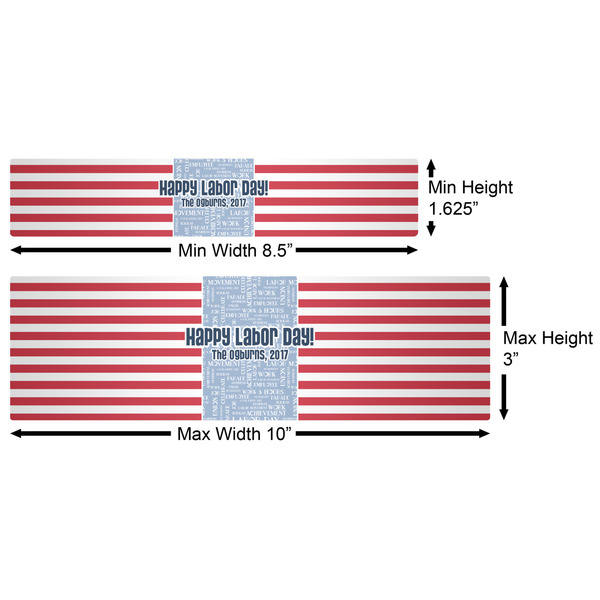 Labor Day Water Bottle Labels w/ Dimensions