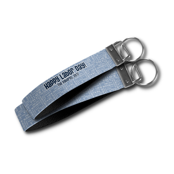 Labor Day Webbing Keychain FOBs - Size Comparison