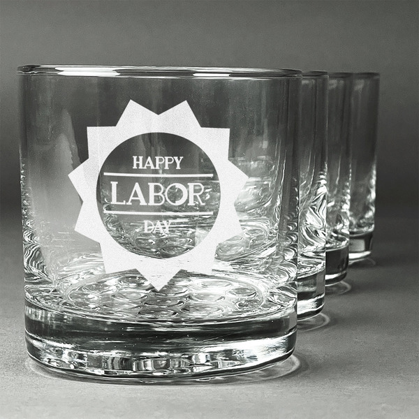 Custom Labor Day Whiskey Glasses (Set of 4)