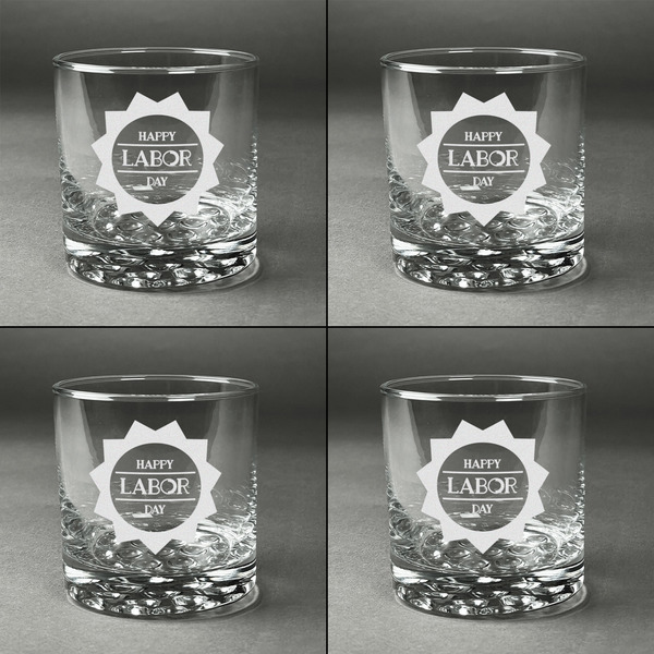 Labor Day Whiskey Glasses - Set of 4 all Engraved