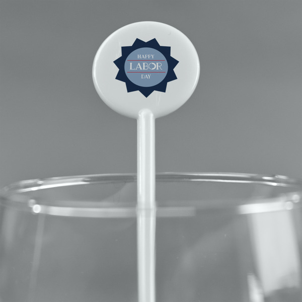 Labor Day White Plastic 5.5" Stir Stick - Round - Main