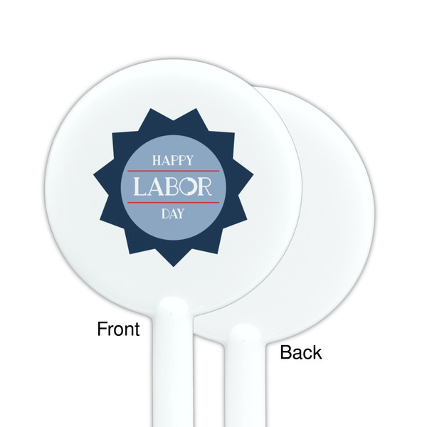 Labor Day White Plastic 5.5" Stir Stick - Single Sided - Round - Front & Back