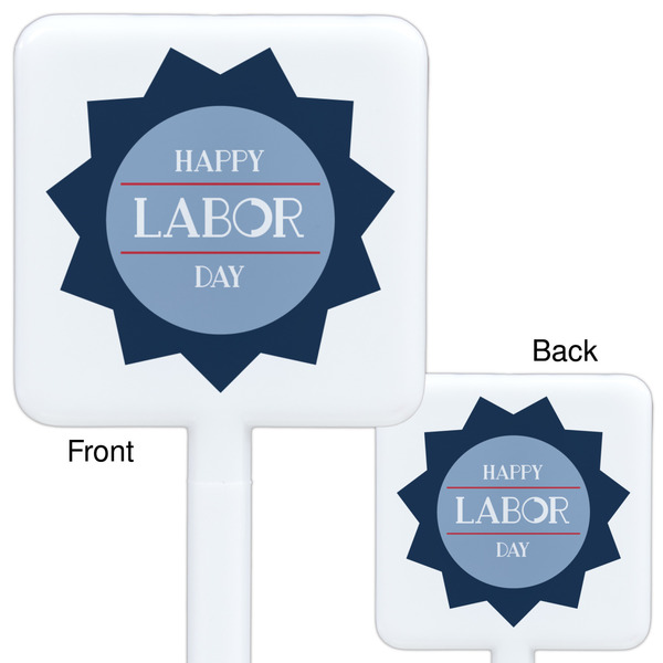 Labor Day White Plastic Stir Stick - Double Sided - Approval