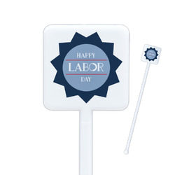 Labor Day Square Plastic Stir Sticks - Single Sided