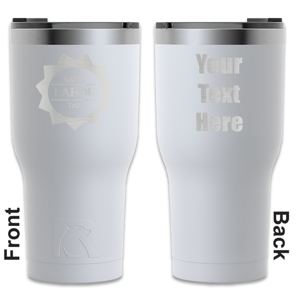 Custom Labor Day RTIC Tumbler - White - Engraved Front & Back (Personalized)