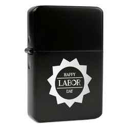 Labor Day Windproof Lighter - Black - Single Sided & Lid Engraved