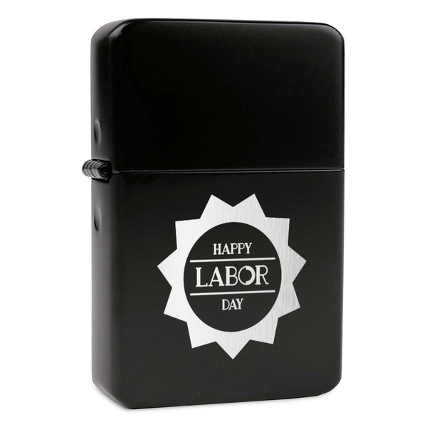Custom Labor Day Windproof Lighter - Black - Single Sided