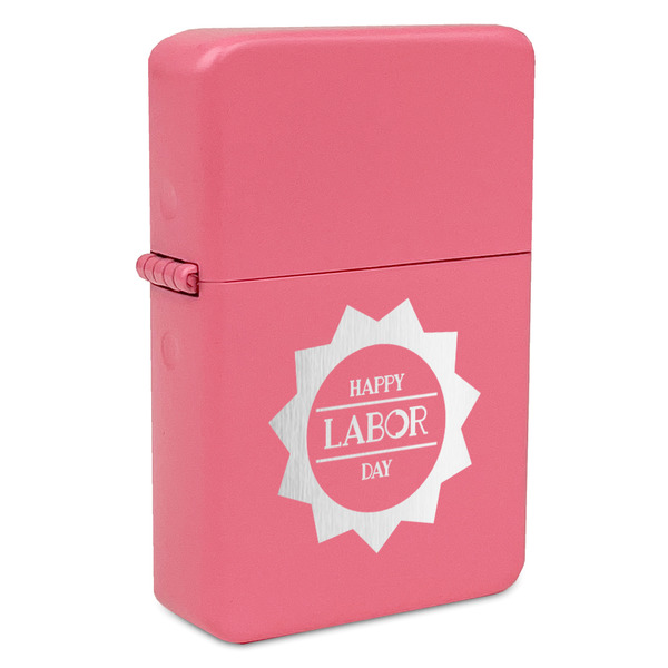 Custom Labor Day Windproof Lighter - Pink - Single Sided