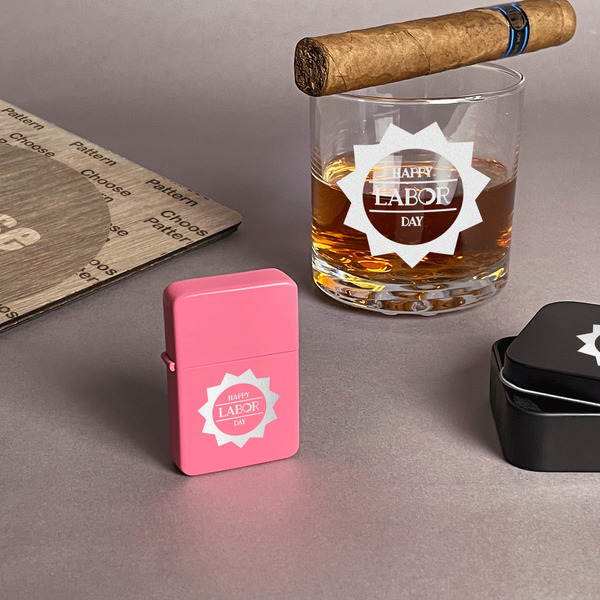 Labor Day Windproof Lighters - Pink - In Context