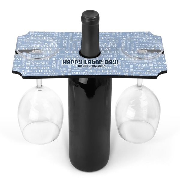Custom Labor Day Wine Bottle & Glass Holder (Personalized)