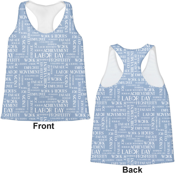 Labor Day Womens Racerback Tank Tops - Medium - Front and Back