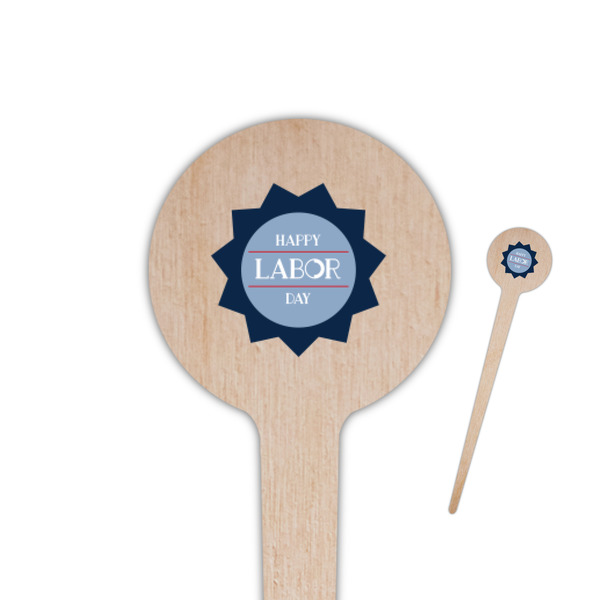 Custom Labor Day 4" Round Wooden Food Picks - Double Sided