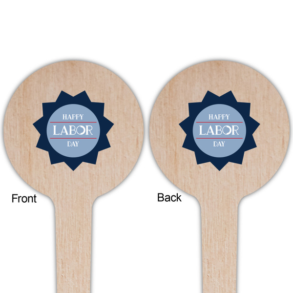 Labor Day Wooden 4" Food Pick - Round - Double Sided - Front & Back