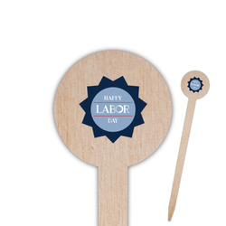 Labor Day 6" Round Wooden Food Picks - Single Sided