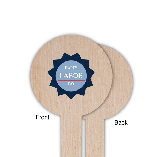 Labor Day Wooden 6" Food Pick - Round - Single Sided - Front & Back