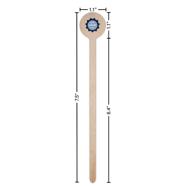Labor Day Wooden 7.5" Stir Stick - Round - Dimensions