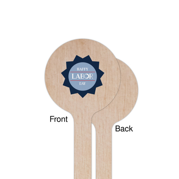 Labor Day Wooden 7.5" Stir Stick - Round - Single Sided - Front & Back