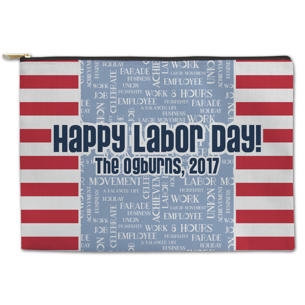 Custom Labor Day Zipper Pouch - Large - 12.5"x8.5" (Personalized)