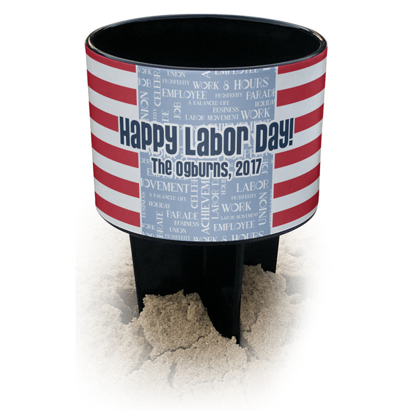 Custom Labor Day Black Beach Spiker Drink Holder (Personalized)