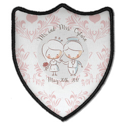 Wedding People Iron On Shield Patch B w/ Couple's Names