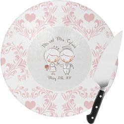 Wedding People Round Glass Cutting Board - Small (Personalized)