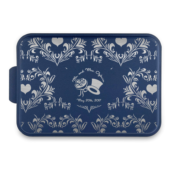 Custom Wedding People Aluminum Baking Pan with Navy Lid (Personalized)