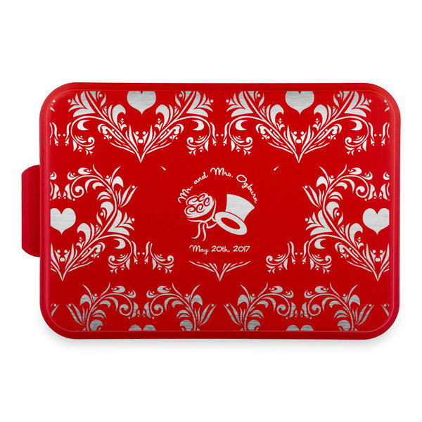 Custom Wedding People Aluminum Baking Pan with Red Lid (Personalized)