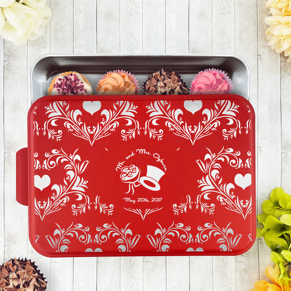 Wedding People Aluminum Baking Pan - Red Lid - LIFESTYLE