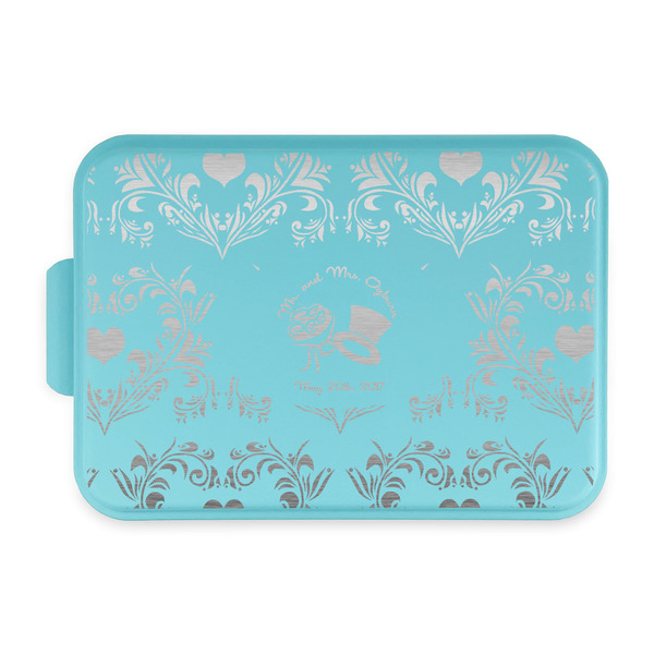 Custom Wedding People Aluminum Baking Pan with Teal Lid (Personalized)