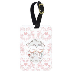 Wedding People Metal Luggage Tag w/ Couple's Names