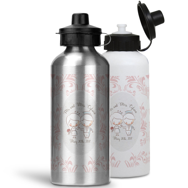 Wedding People Aluminum Water Bottles - MAIN (white &silver)